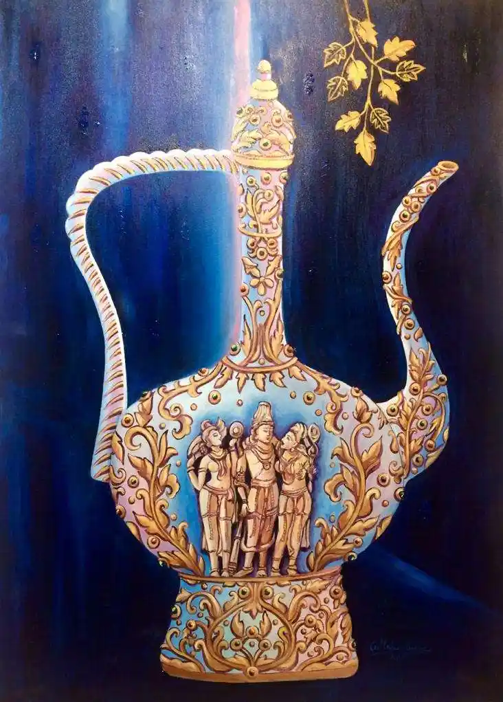 Antique Pot, Realistic, Still life, Home decor, Wall decor, Vintage art, Artwork, Handpainted, Art, Painting, VistaPallette
